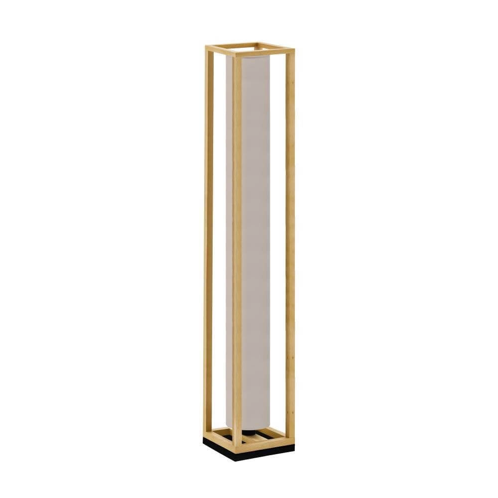 Houten vloerlamp Granados met cappuccino kap