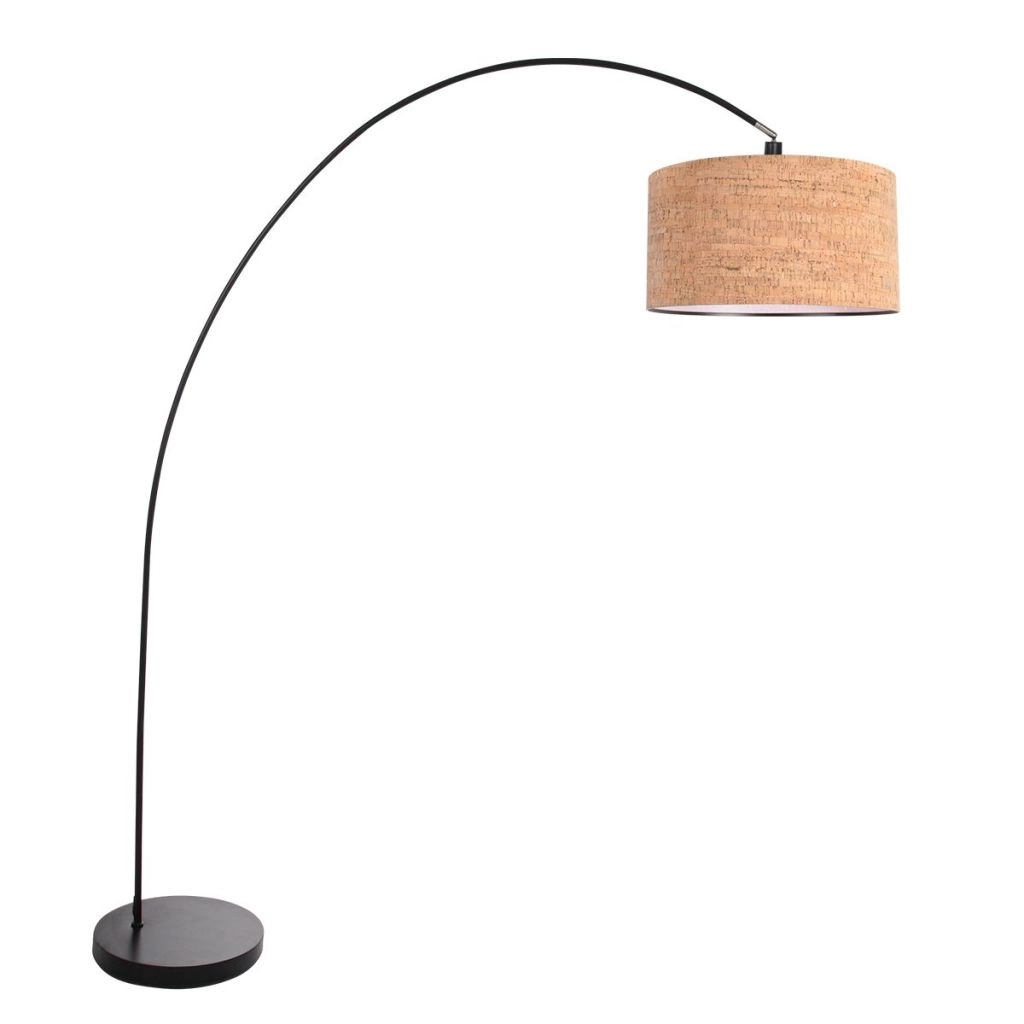Zwarte booglamp Solva met kurk kap Ø40cm