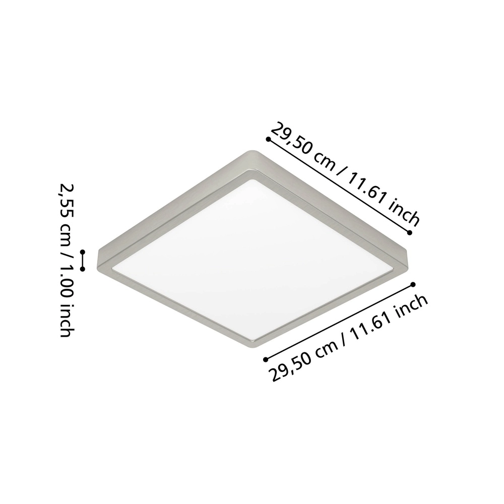Plafonnière IP44 Fueva 6-Z vierkant - rvs - 29,5x29,5cm Eglo 9008606330645