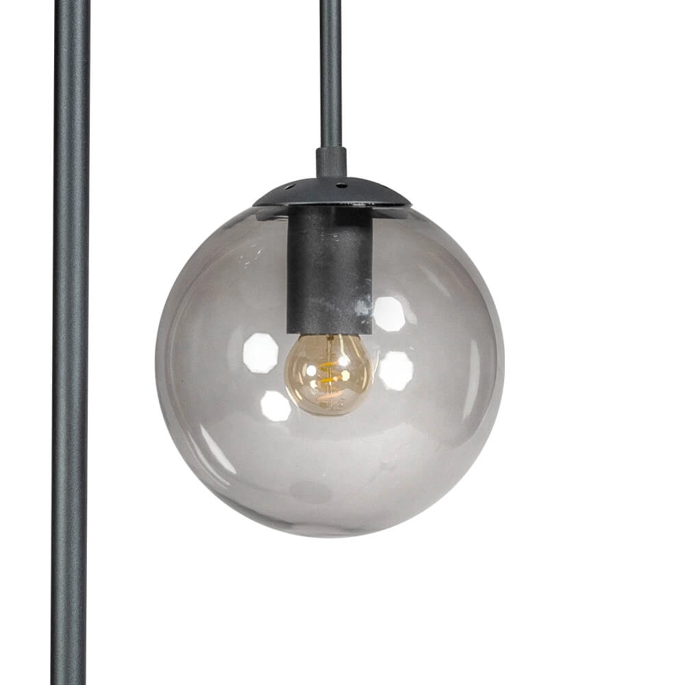 Design vloerlamp Davina 3-lichts zwart met smoke glas ETH 8720195302766