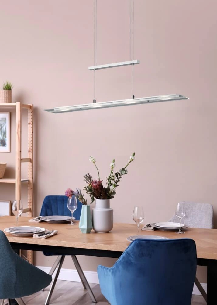 Glazen hanglamp Milos nikkel Trio 4017807588262