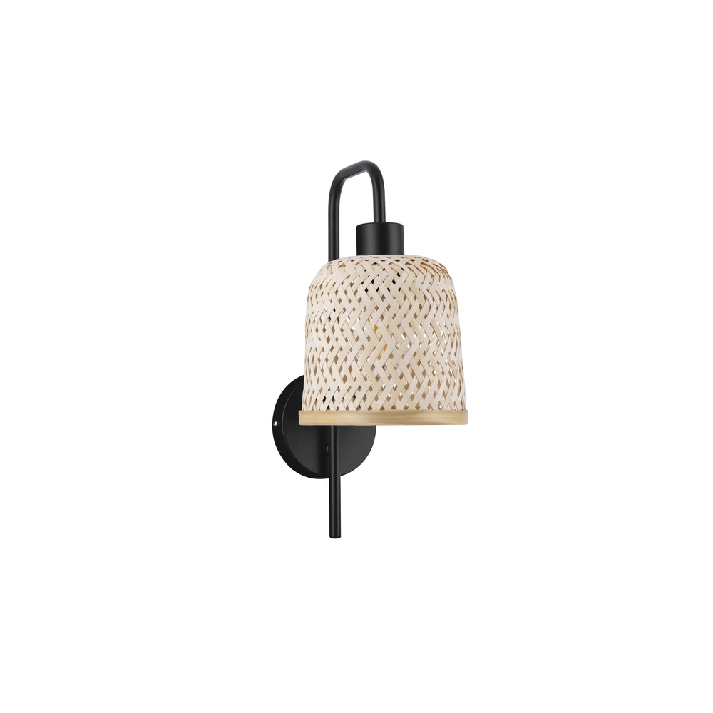 Wandlamp Intra zwart met bamboe kapje Lyora 5212017454812