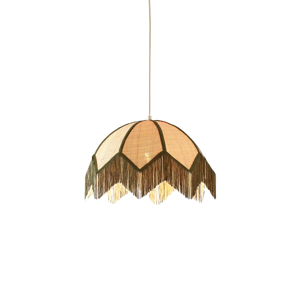 Ø 45cm hanglamp Sulina raffia met groen Light & Living 8717807762391