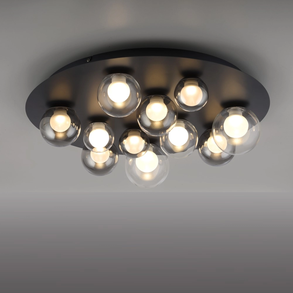 11-lichts plafondlamp Pure Popup Mystic grey met smoke glas Paul Neuhaus 4012248397176