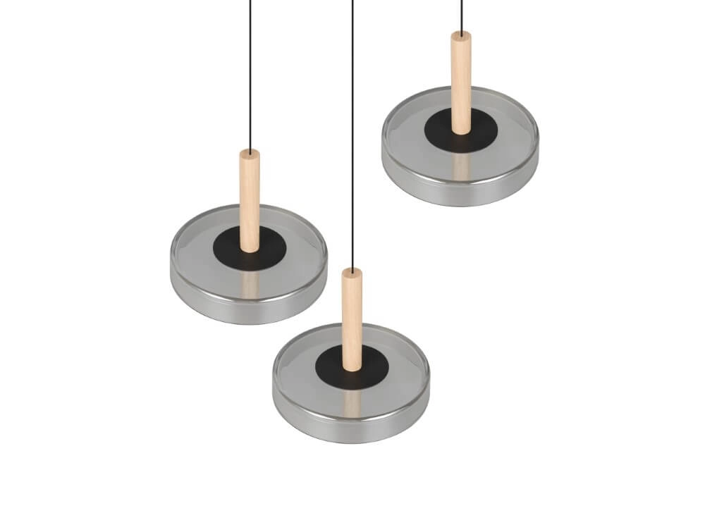 3-lichts led hanglamp Celeste smoke glas Trio 4017807616897