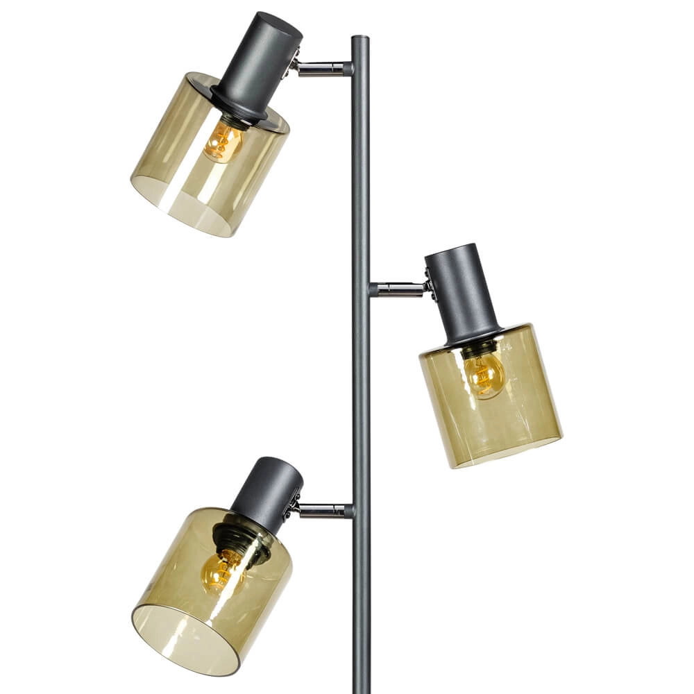 Glazen vloerlamp Sledge Glass 3-lichts zwart met goud glas ETH 8720195302889