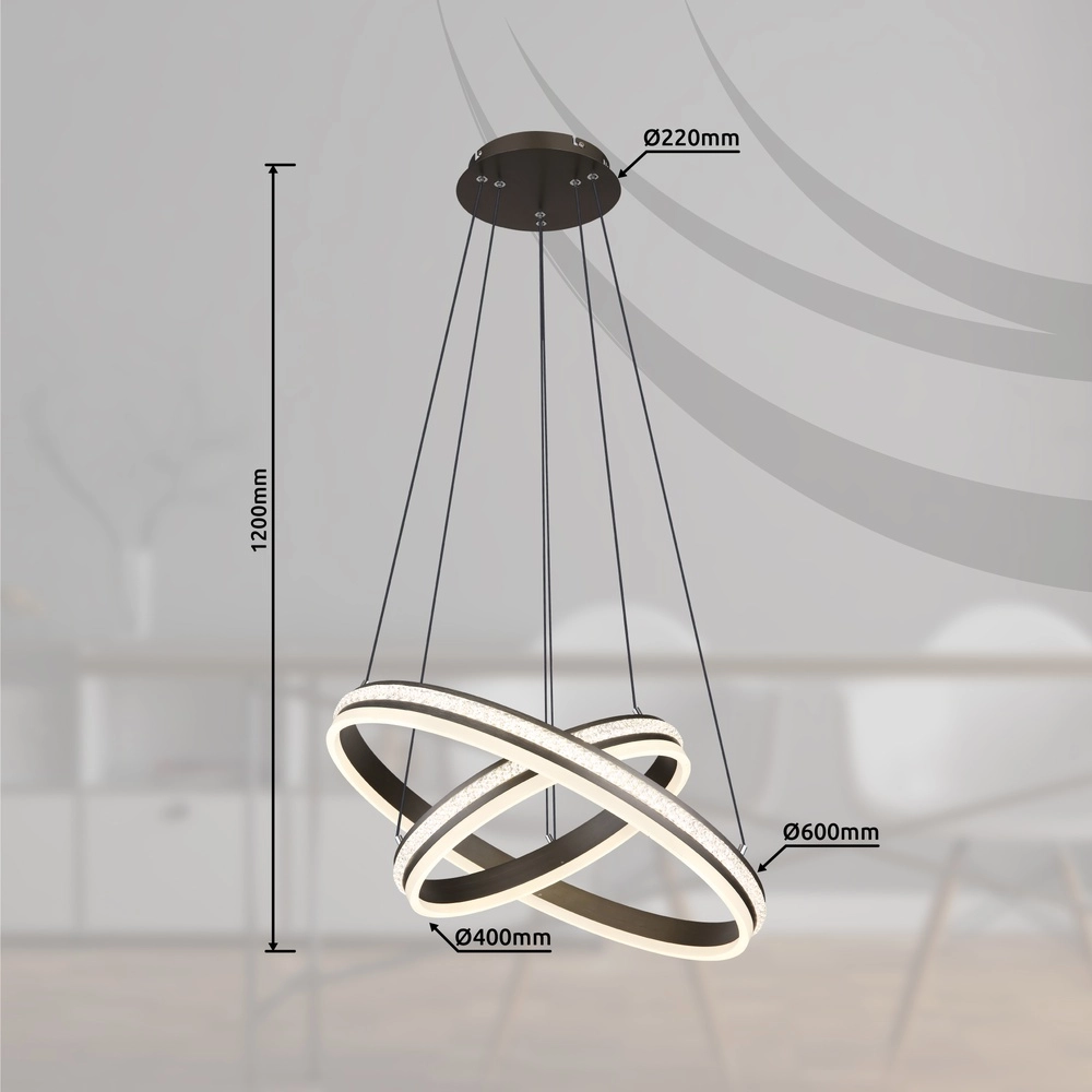 Design hanglamp Grouni 2 ringen titanium geborsteld Globo 9007371454990