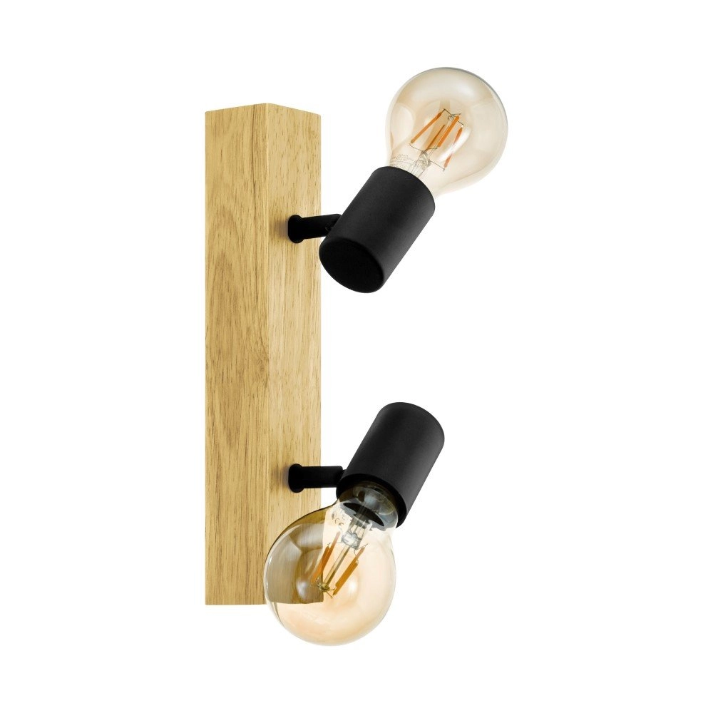 Spot Townshend 3 2-lichts zwart met hout