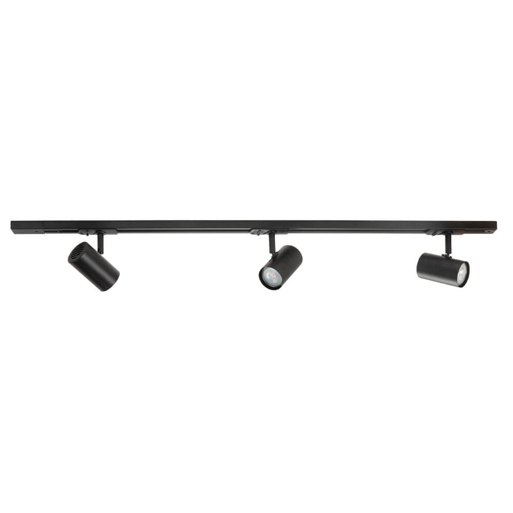 1-fase railset 100cm Cilinder zwart met 3 spots