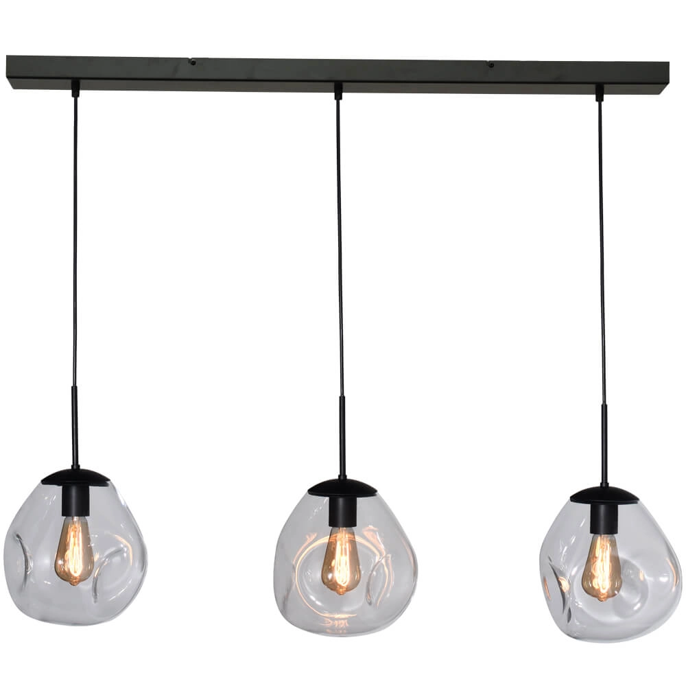 Glazen hanglamp Lava 3x helder glas Ø 24cm
