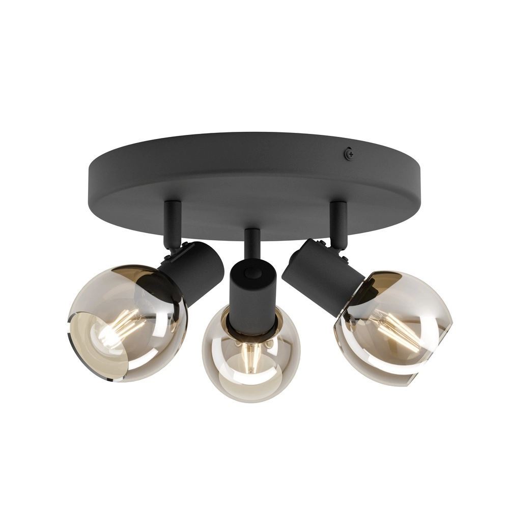 Plafondlamp Castellazo 3-lichts zwart Ø 25cm