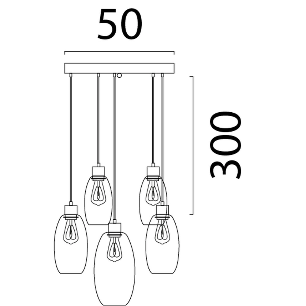 Vide hanglamp Olive met 5 glazen - zand - Ø50cm Masterlight 8718121394169