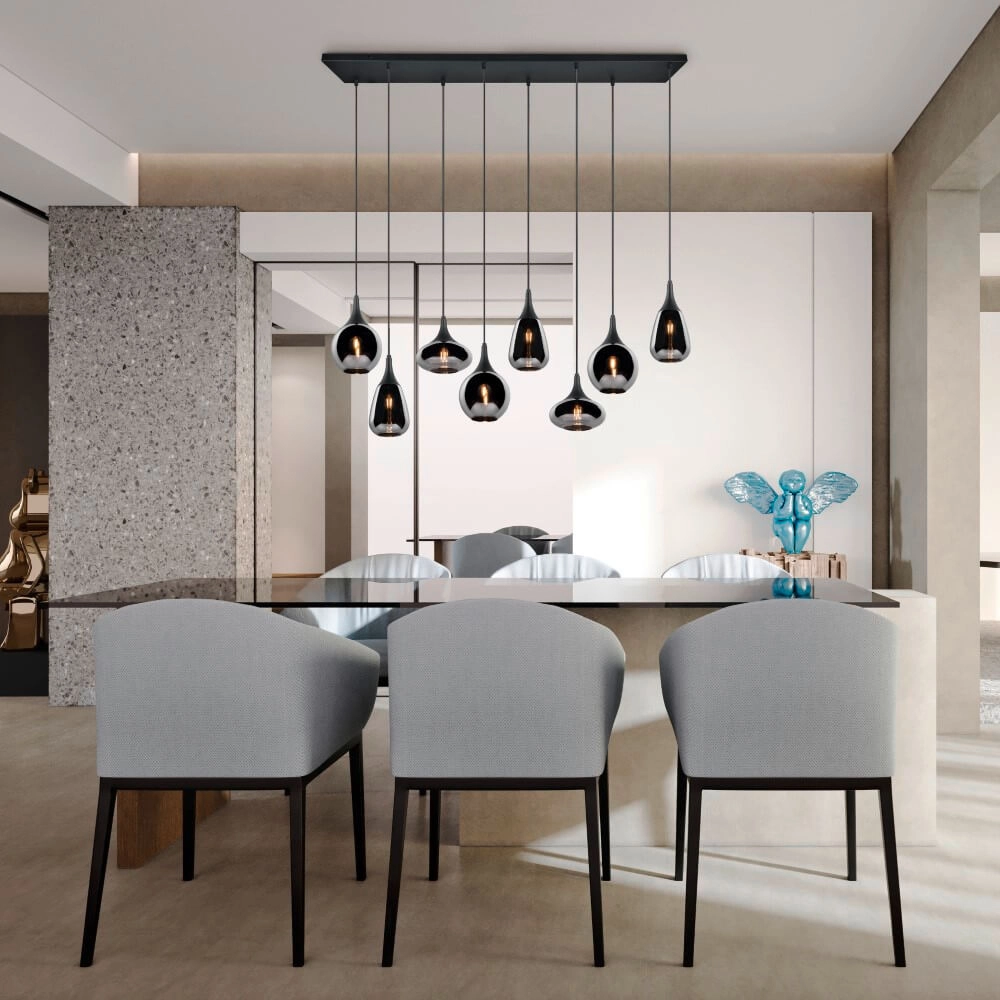 8-lichts hanglamp Lumina met smoke glas Trio 4017807542301