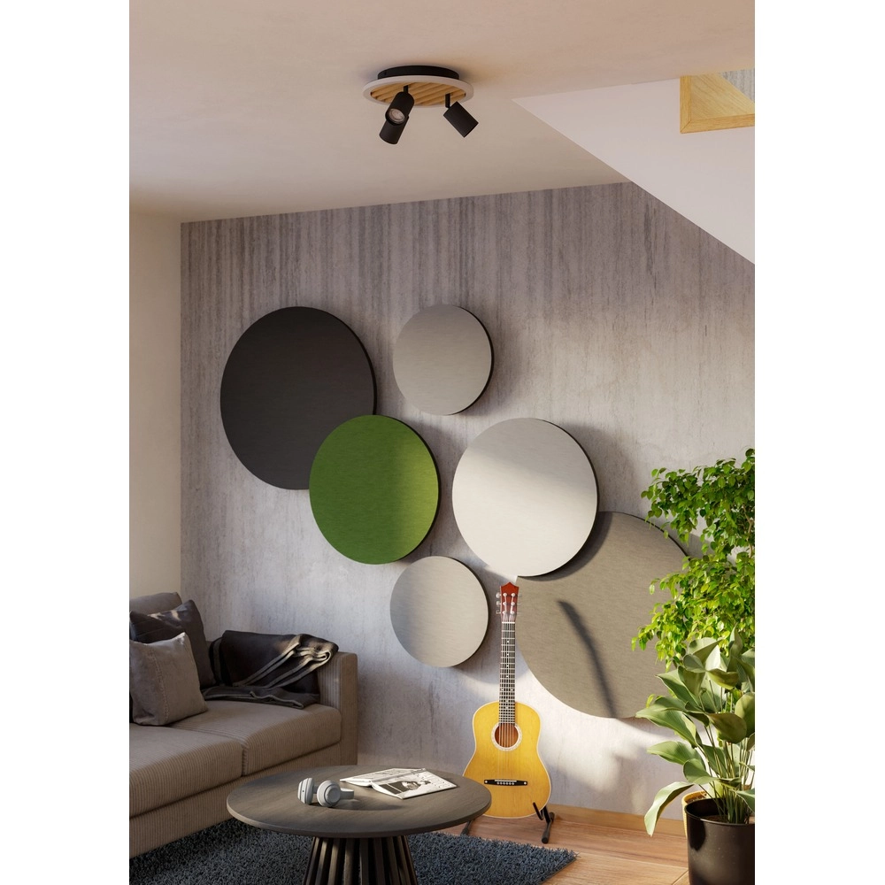 Moderne plafondlamp Cembrano 3-lichts zwart met hout Eglo 9008606388271