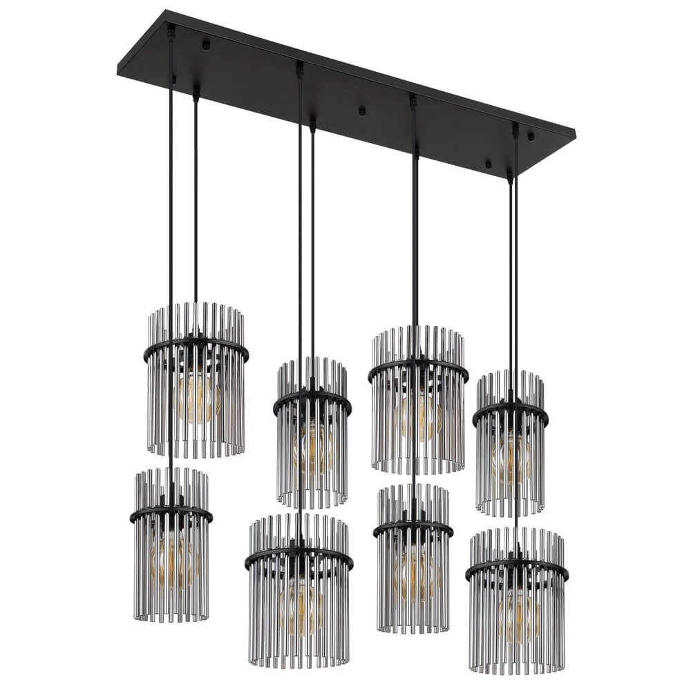 Zwarte hanglamp Gorley met smoke glas 8-lichts Globo 9007371465958