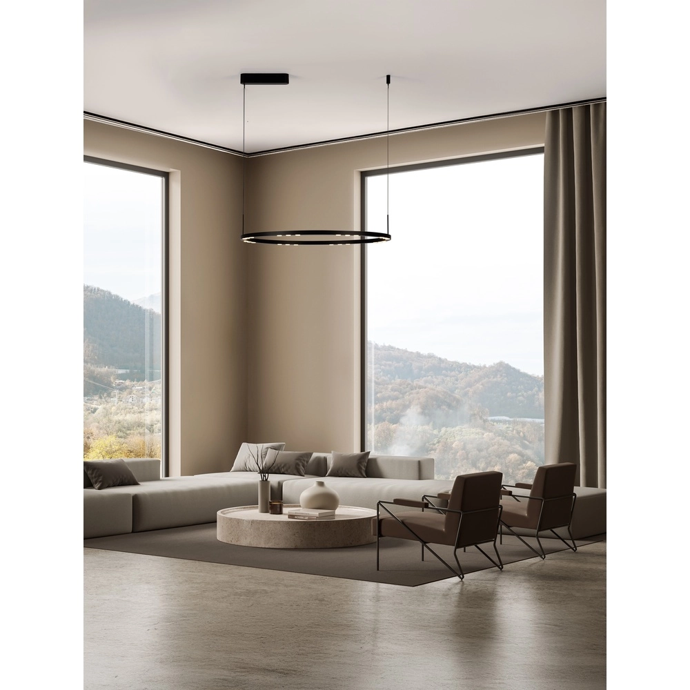 Strakke hanglamp Lunette zwart Ø 80cm Lyora 5212017465207