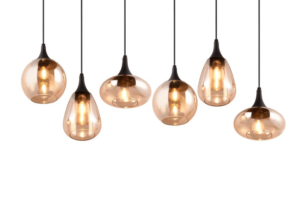 6-lichts hanglamp Lumina met amber glas Trio 4017807577730