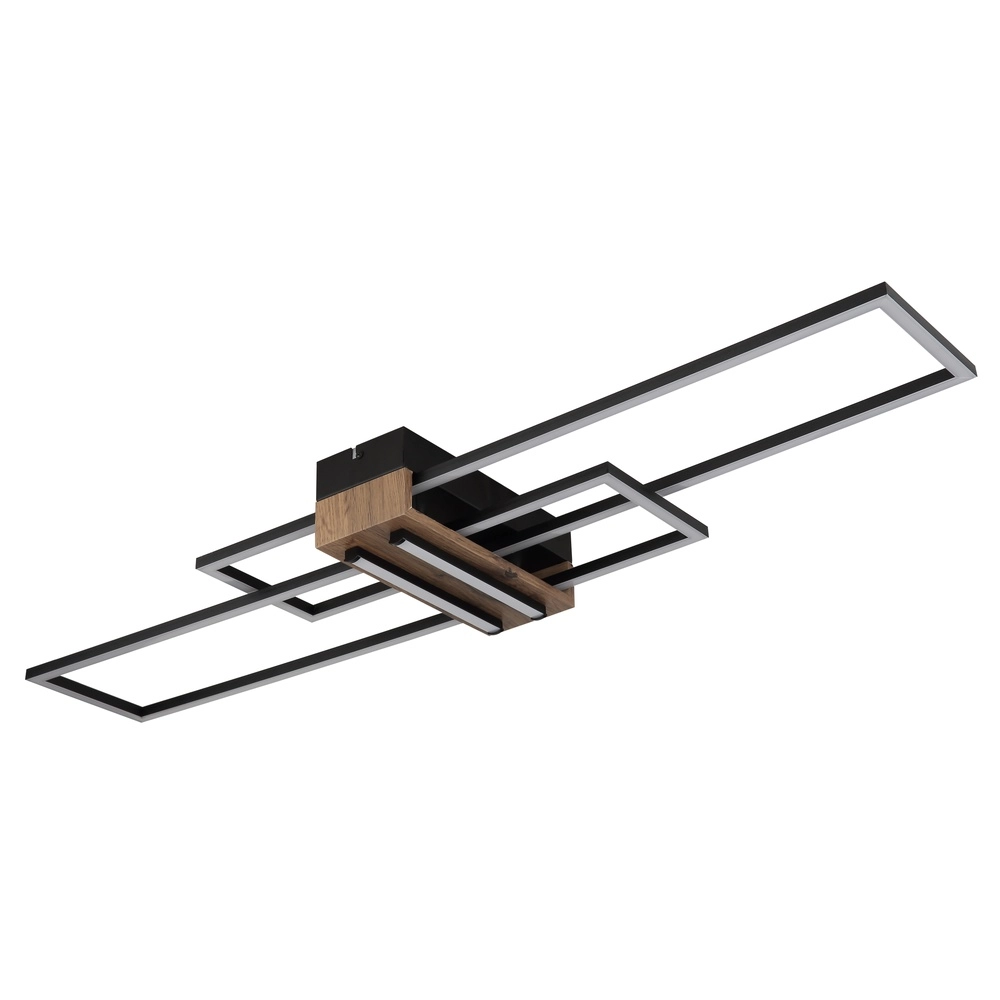 Moderne plafondlamp Dakari zwart met hout Globo 9007371528479