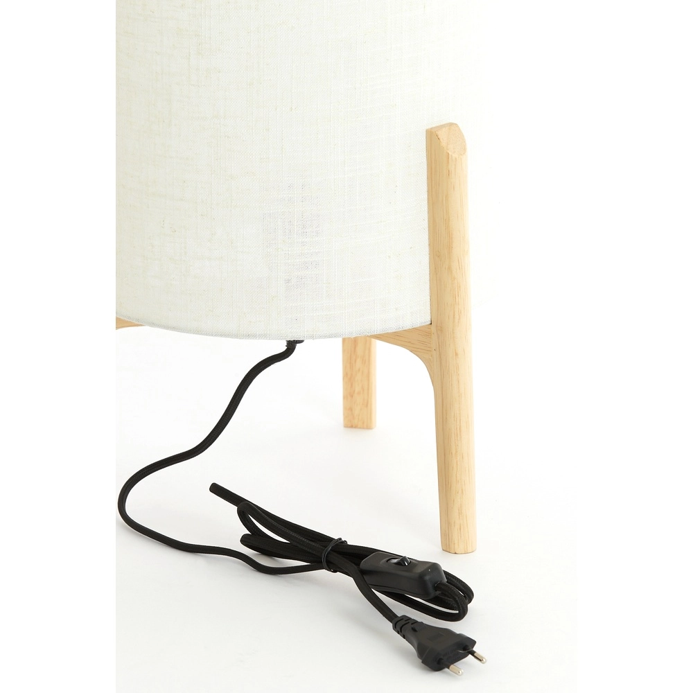 Schemerlamp Litto Ø 28cm - houtlook met naturel linnen Light & Living 8717807792701