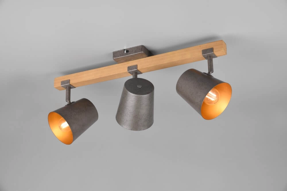 Spot Bell 3-lichts antiekgrijs met hout Trio 4017807502589