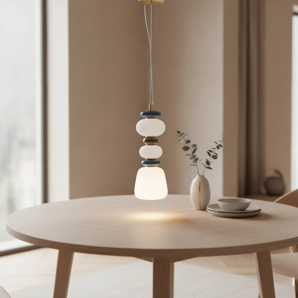 Hanglamp Palo wit - blauw - bruin