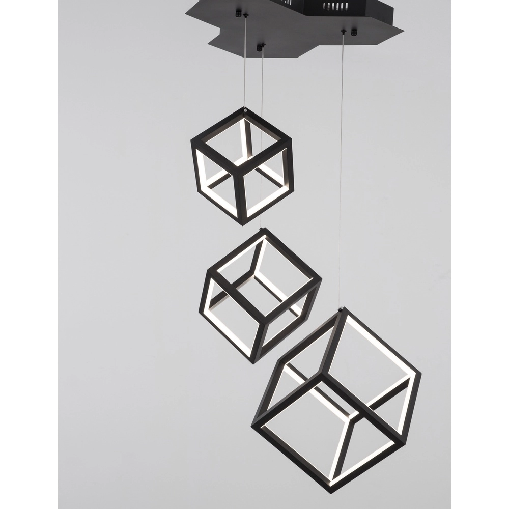 Vierkante hanglamp Gabbia zwart triple