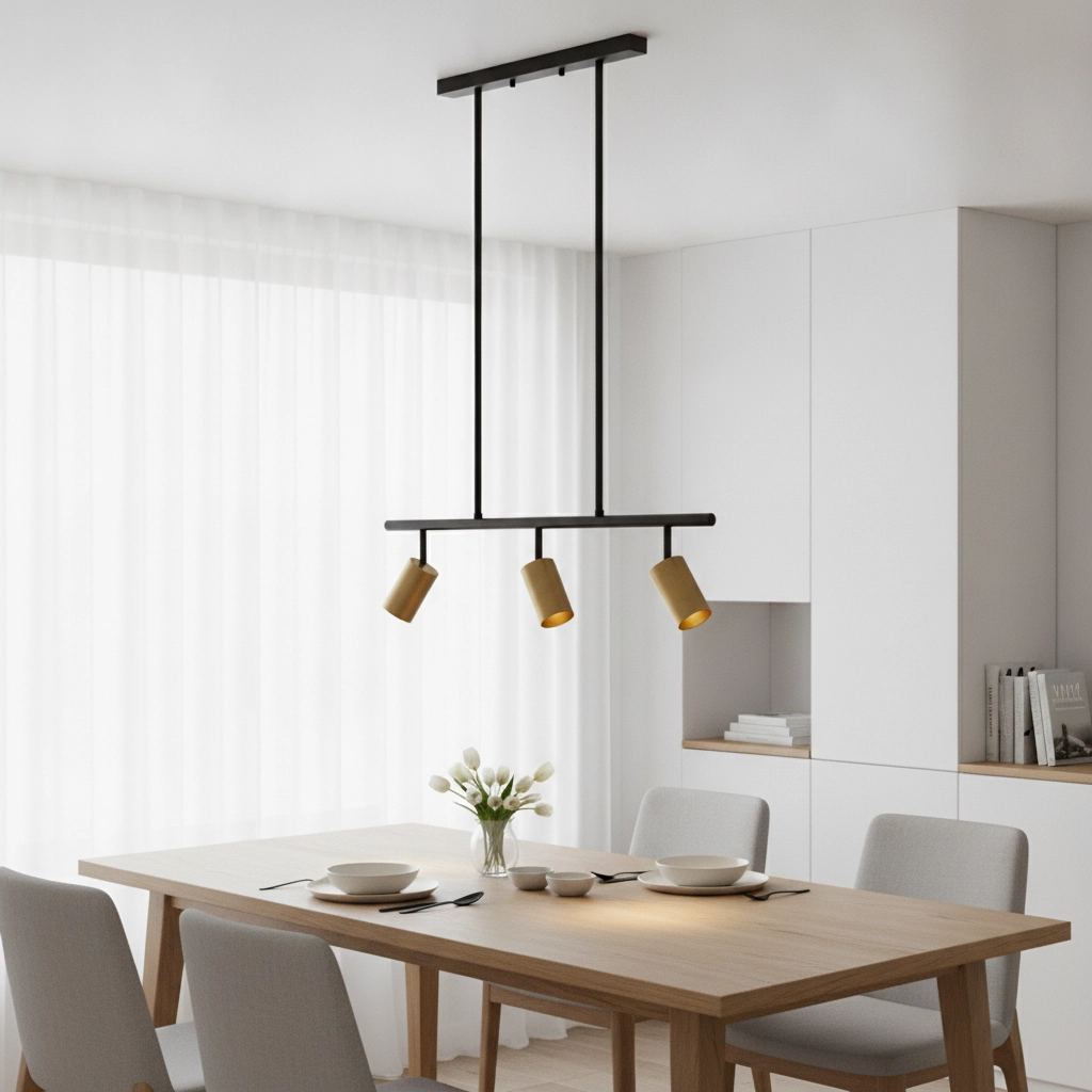 Hanglamp Pogno 3-lichts zwart met goud recht