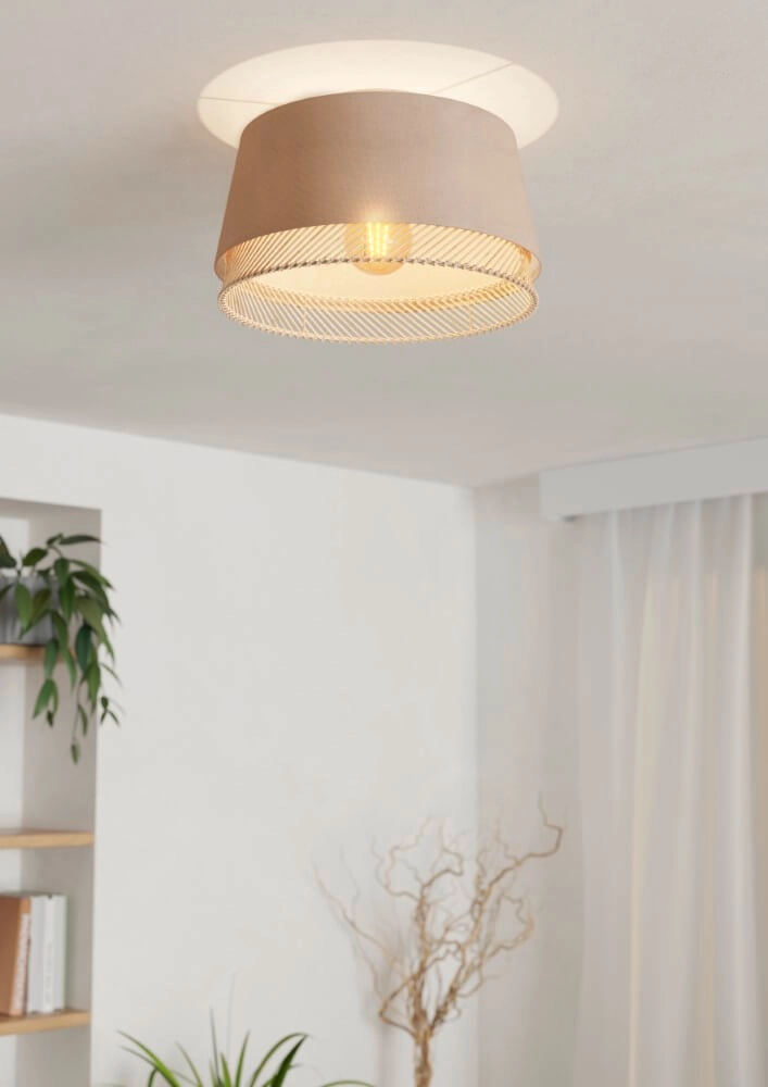 Plafondlamp Tabley Ø 38cm - linnen met rotan Eglo 9002759439743