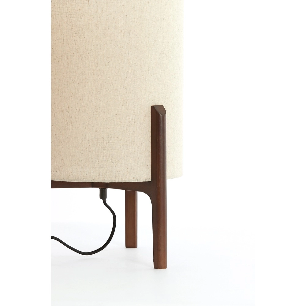Schemerlamp Litto Ø 28cm - walnoot met naturel linnen Light & Living 8717807792695