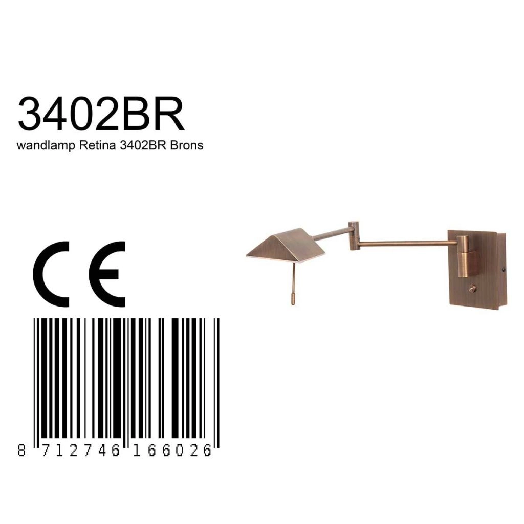Wand leeslamp Retina brons Steinhauer 8712746165081