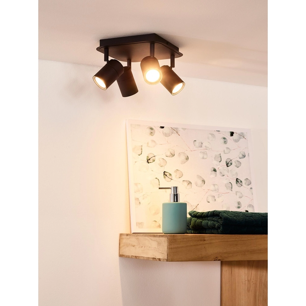 Plafondspot Lennert 4-lichts zwart Lucide 5411212262707