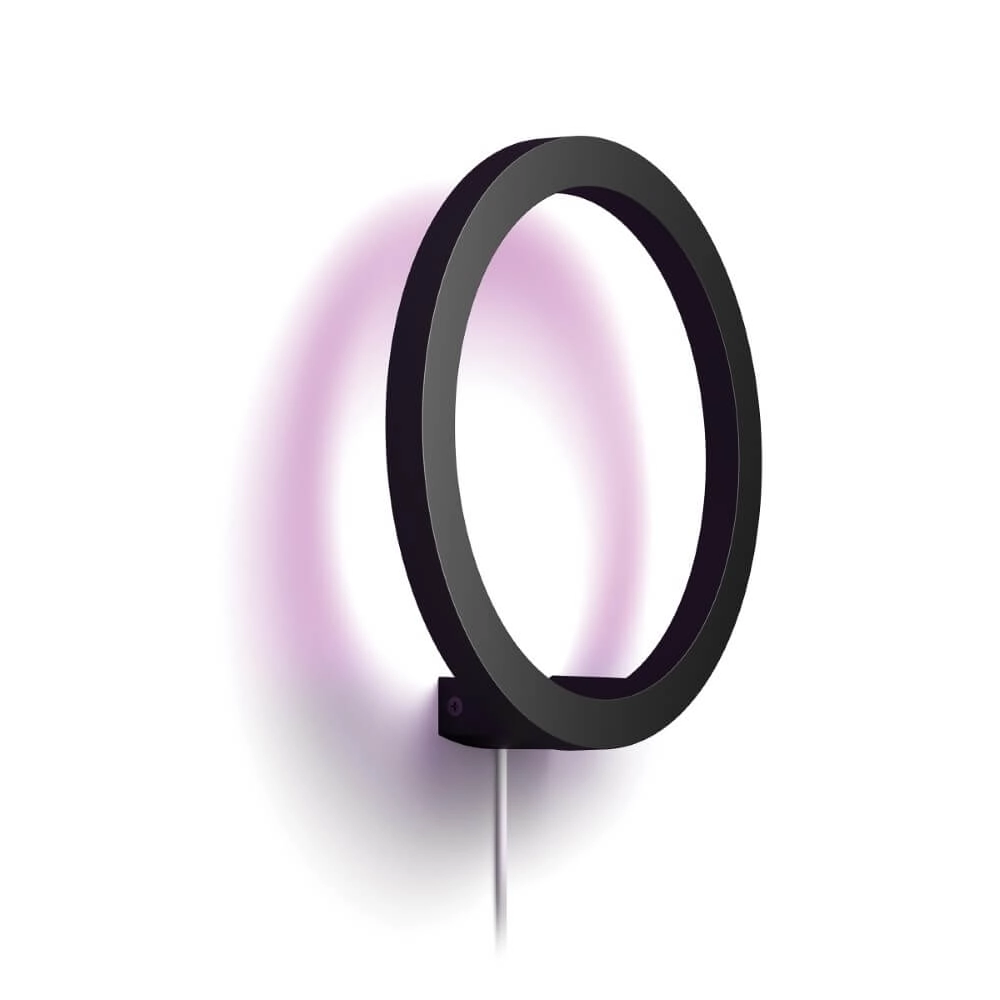 Wandlamp Cirle Hue Sana - White and Color zwart Philips 8719514343382
