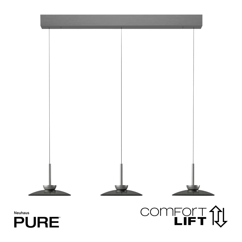 3L eettafel hanglamp Pure Moon platin met smoke glas Paul Neuhaus 4012248386309