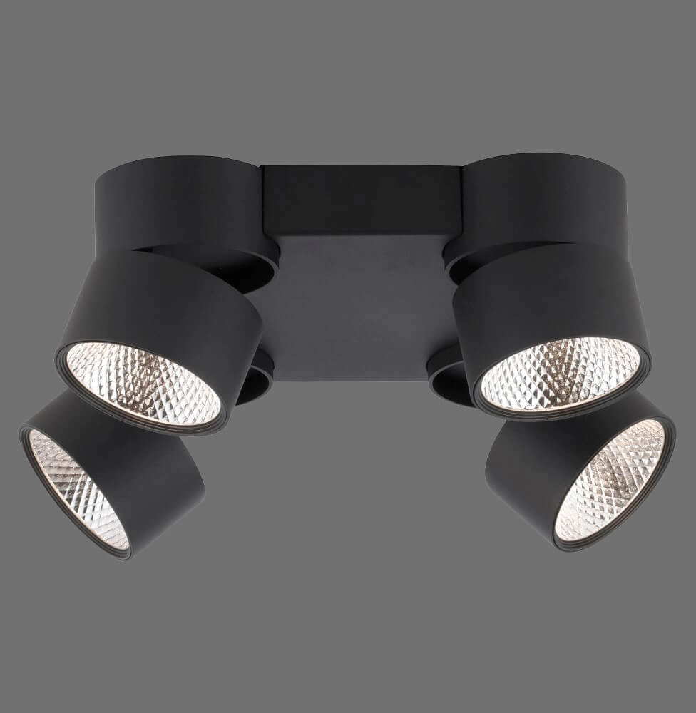 Plafondlamp Pure Nola 4-lichts zwart Paul Neuhaus 4012248372012