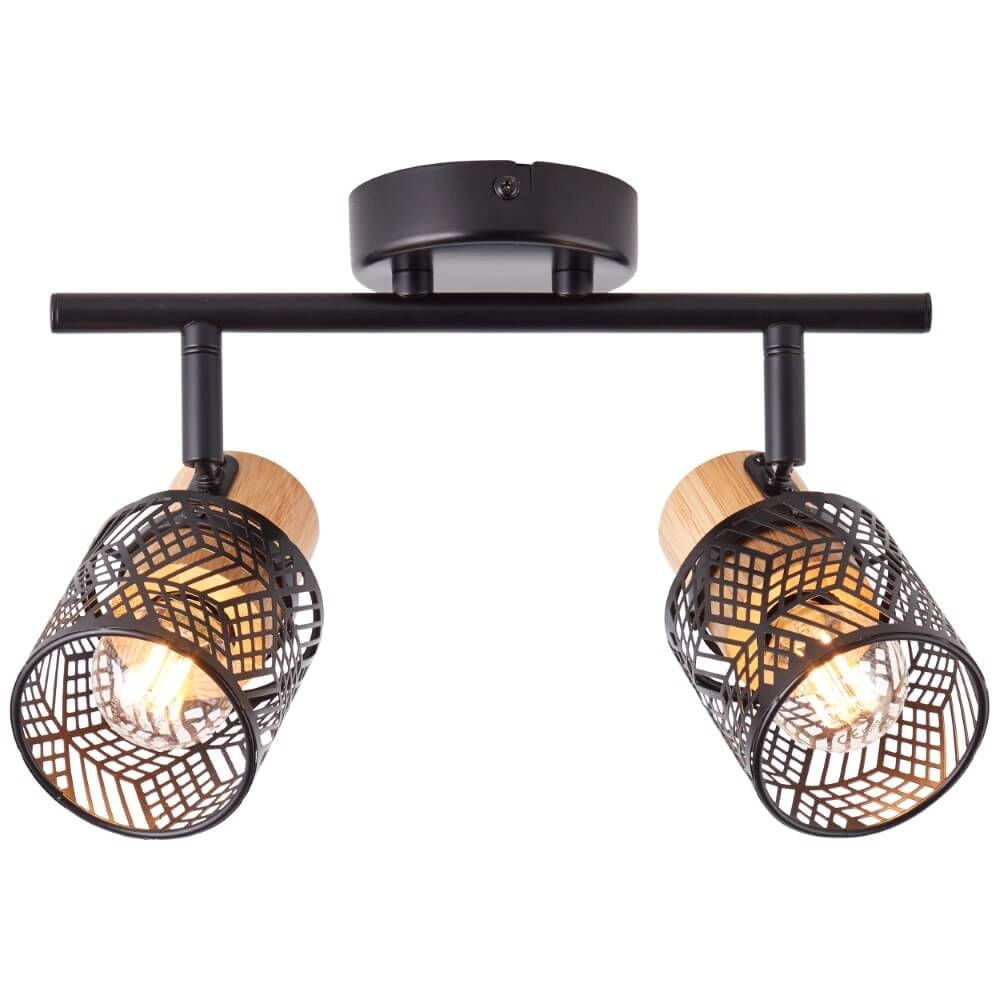 Spots Santy 2-lichts zwart met hout