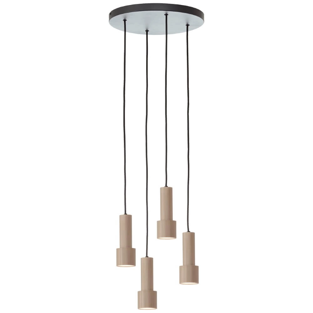 Hanglamp rond Cadiz 4-lichts zwart met brons