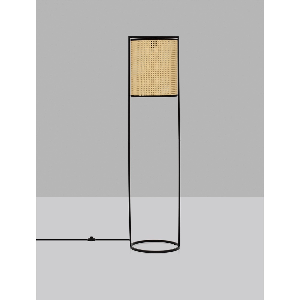 Vloerlamp Erto zwart en rotan Lyora 5212017455840