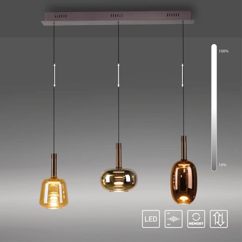 Vrolijke hanglamp Irides 3-lichts recht Paul Neuhaus 4012248383667