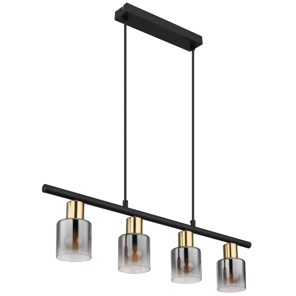 4-lichts hanglamp Hollsy zwart met smoke glas Globo 9007371454853