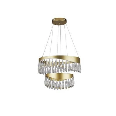 Hanglamp Jewel 2-rings goud met kristal Searchlight 5053423185385