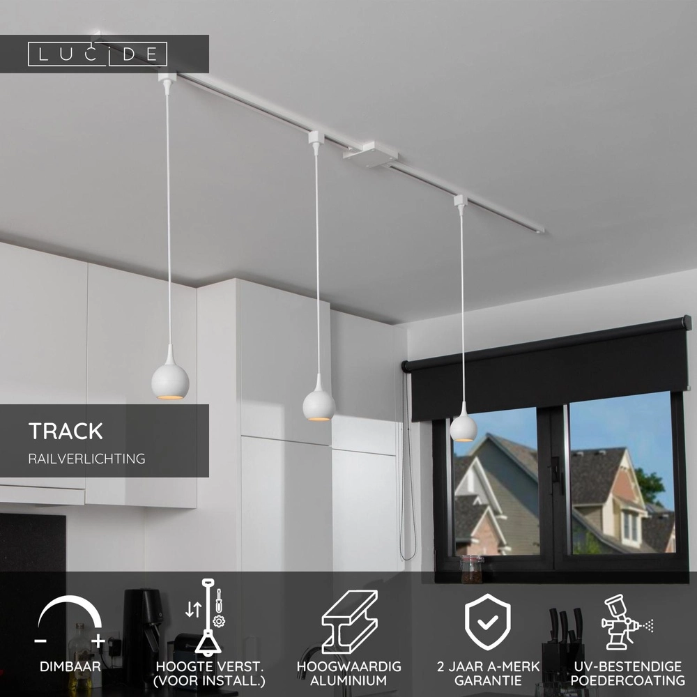 Rail hanglamp Track Favori 1-fase wit Lucide 5411212093882