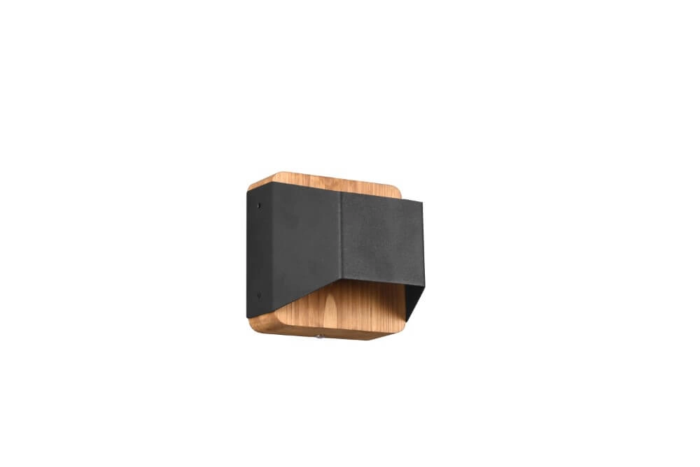 Wand lamp Arino 12cm zwart met houtbruin
