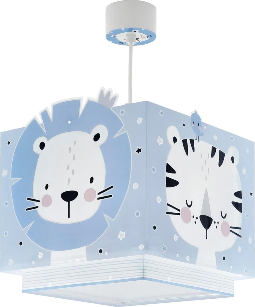 Kinderkamer hanglamp Baby Jungle soft blauw met wit