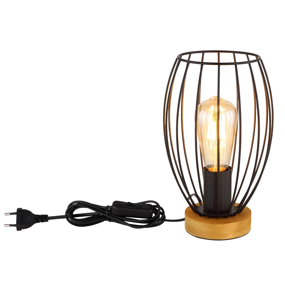 Tafellampje Berti hout met zwart Globo 9007371583324