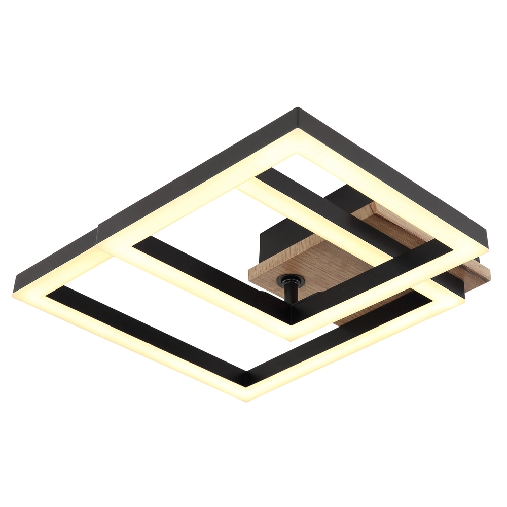 Plafondlamp Bard zwart met hout Globo 9007371455188