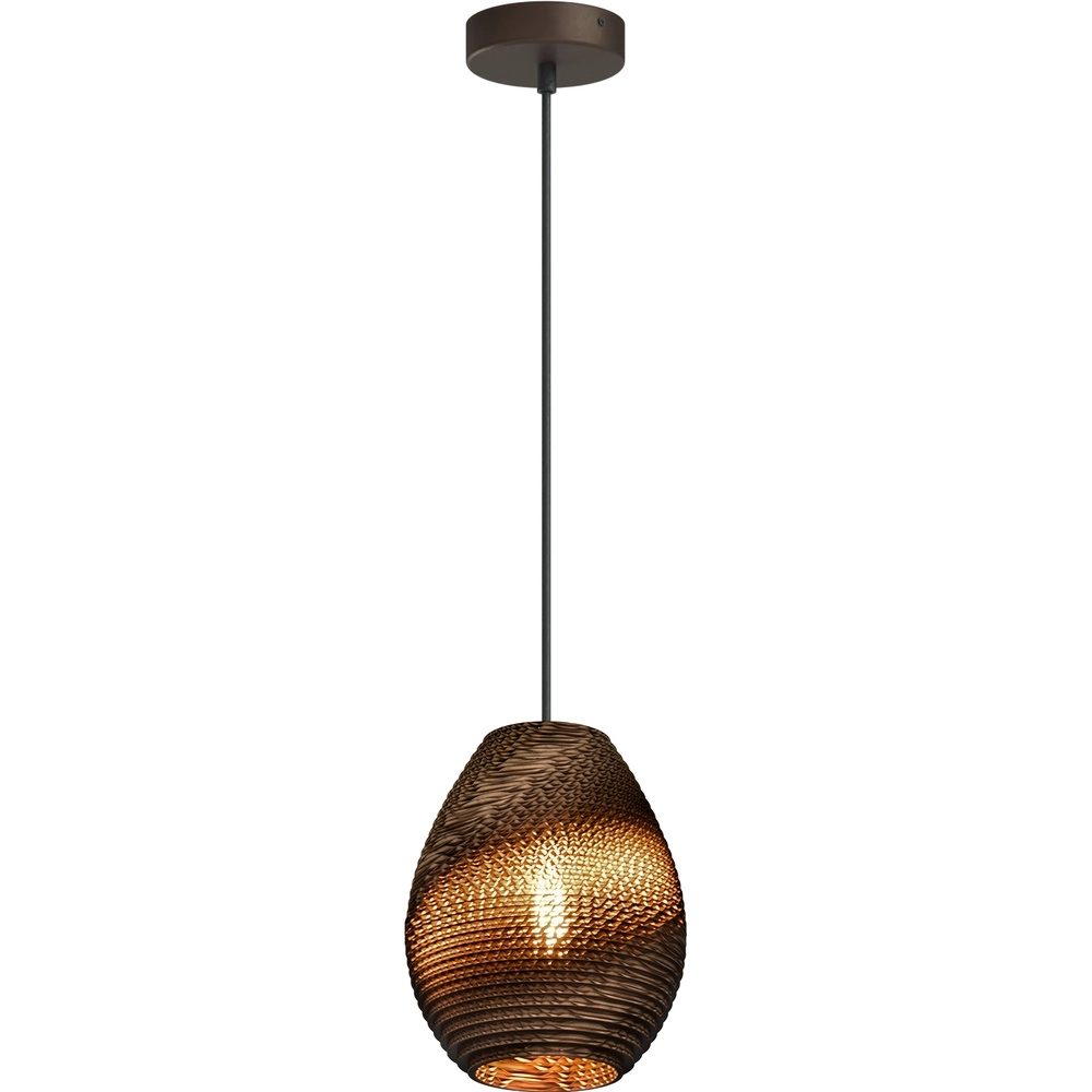 1-lichts hanglamp Carta Pineapple Think-paper cacao Ø 19cm