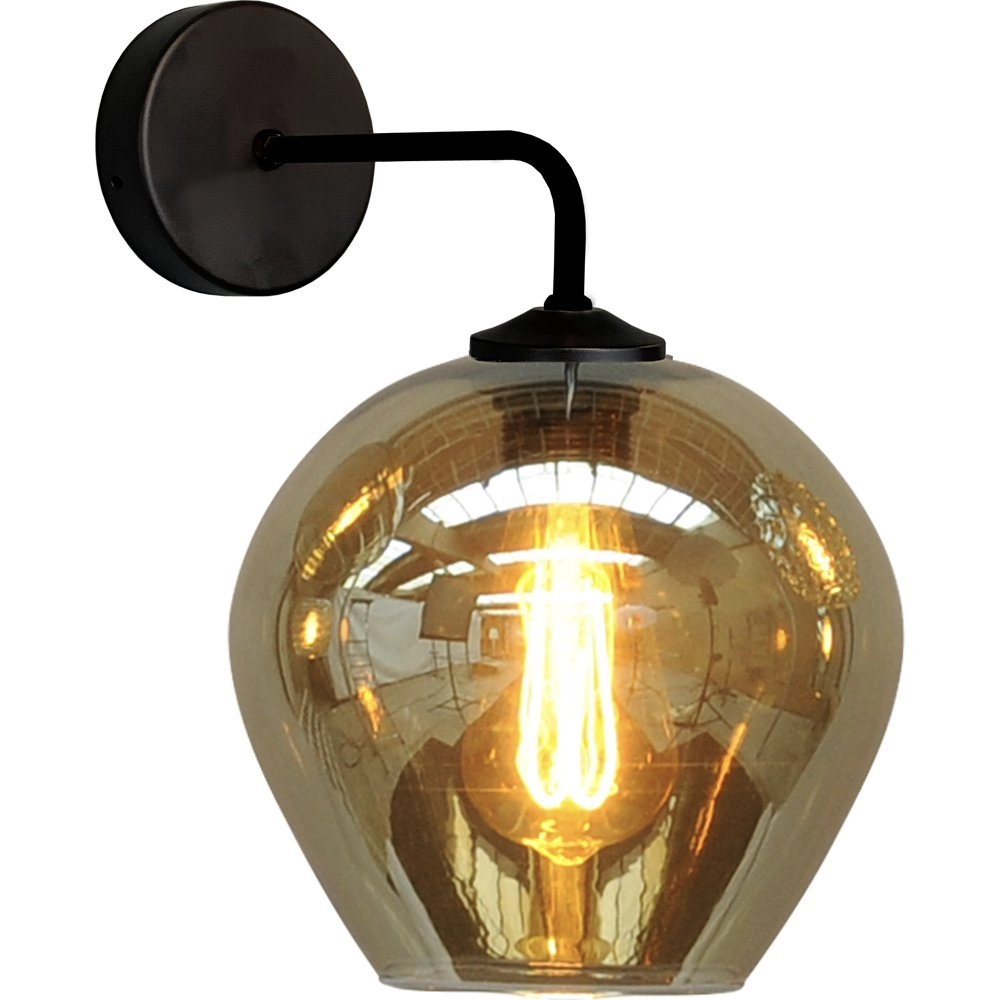 Wandlamp Quinto zwart met smoke glas