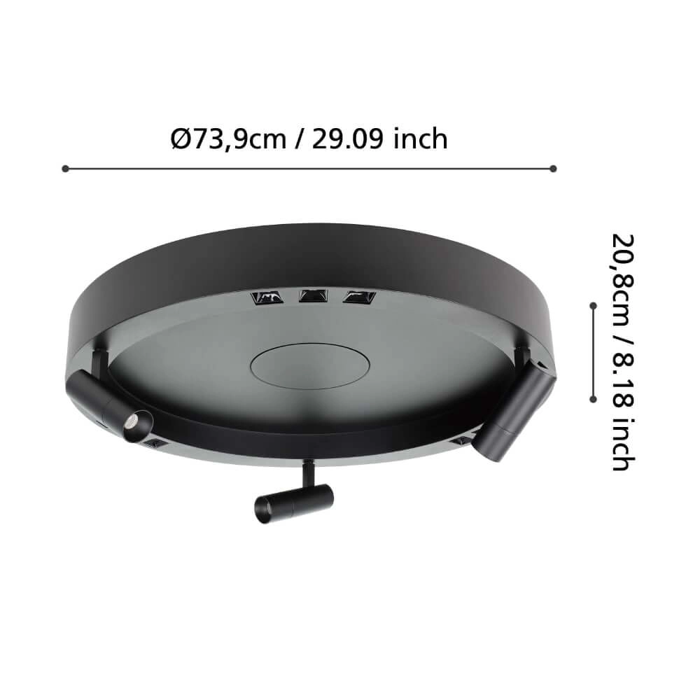 Zwarte led plafondlamp Bruscoli Ø 60cm Stars of Light 9008606221165