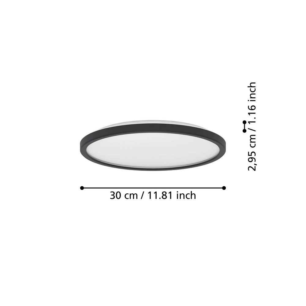 Slimme badkamer lamp Rovito-Z rond - zwart - Ø 30cm Eglo 9008606329700