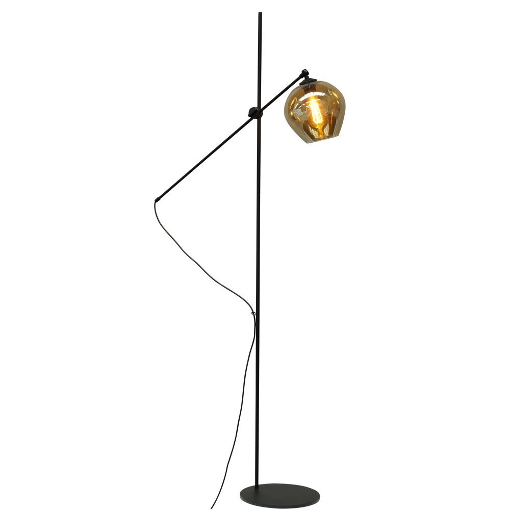 Verstelbare vloerlamp Quinto Smoke met smoke glas